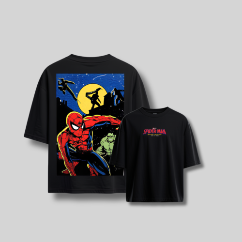Spider-Man Oversized Drop Shoulder Black ( Unisex T-Shirt )