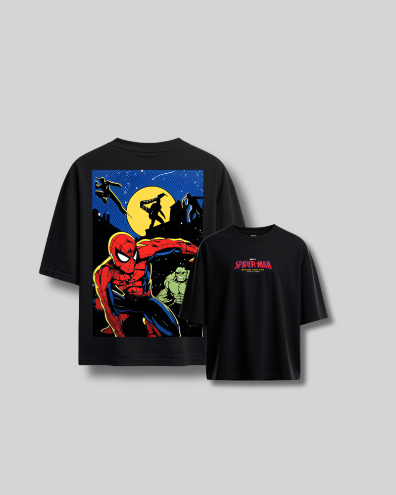 Spider-Man Oversized Drop Shoulder Black ( Unisex T-Shirt )