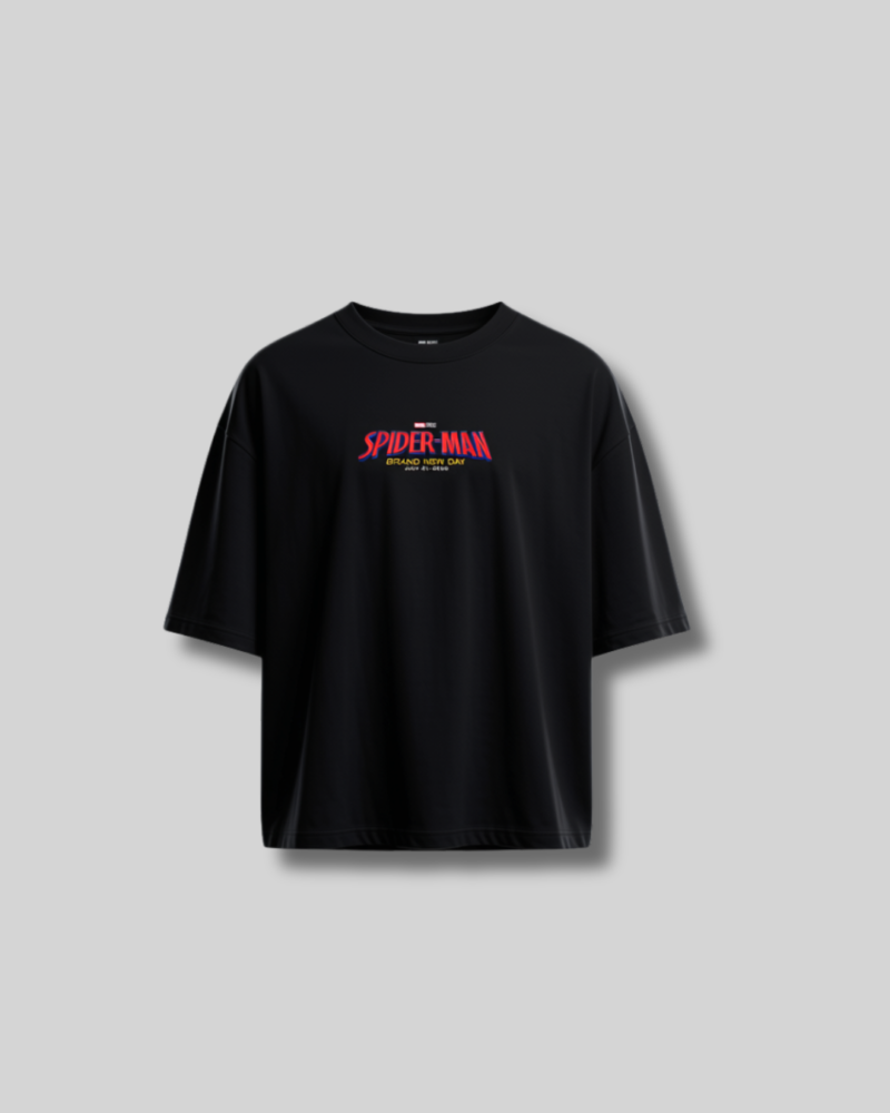 Spider-Man Oversized Drop Shoulder Black ( Unisex T-Shirt )