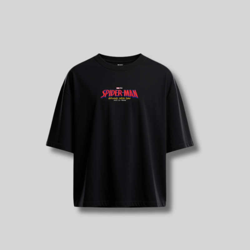 Spider-Man Oversized Drop Shoulder Black ( Unisex T-Shirt )