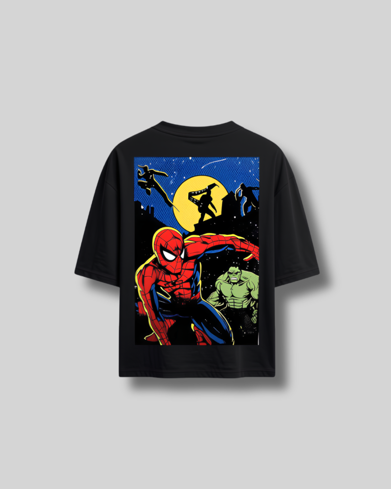 Spider-Man Oversized Drop Shoulder Black ( Unisex T-Shirt )