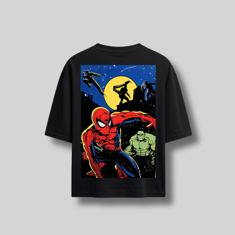 Spider-Man Oversized Drop Shoulder Black ( Unisex T-Shirt )